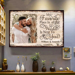 Custom Photo My Favorite Love Story Is Ours - Couple Personalized Custom Horizontal Poster - Gift For Husband Wife. Anniversary