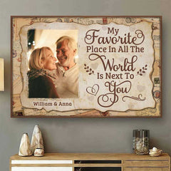 My All-time Favorite Place Is Next To You - Upload Image. Gift For Couples - Personalized Horizontal Poster