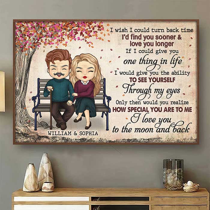 I Love You To The Moon And Back - Gift For Couples. Personalized Horizontal Poster