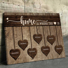 Home Is Where The Heart Is - Personalized Horizontal Canvas - Gift For Couples. Husband Wife