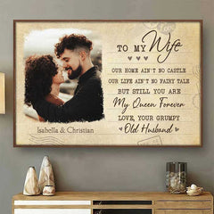 You're My Queen Forever - Upload Image. Gift For Couples - Personalized Horizontal Poster