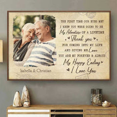 You Are My Happy Ending - Upload Image. Gift For Couples - Personalized Horizontal Poster