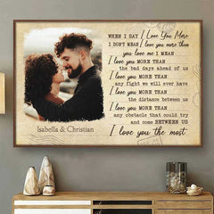 I Love You More Than The Distance Between Us - Upload Image. Gift For Couples - Personalized Horizontal Poster