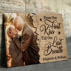 From Our First Kiss - Personalized Horizontal Canvas - Upload Image. Gift For Couples. Husband Wife