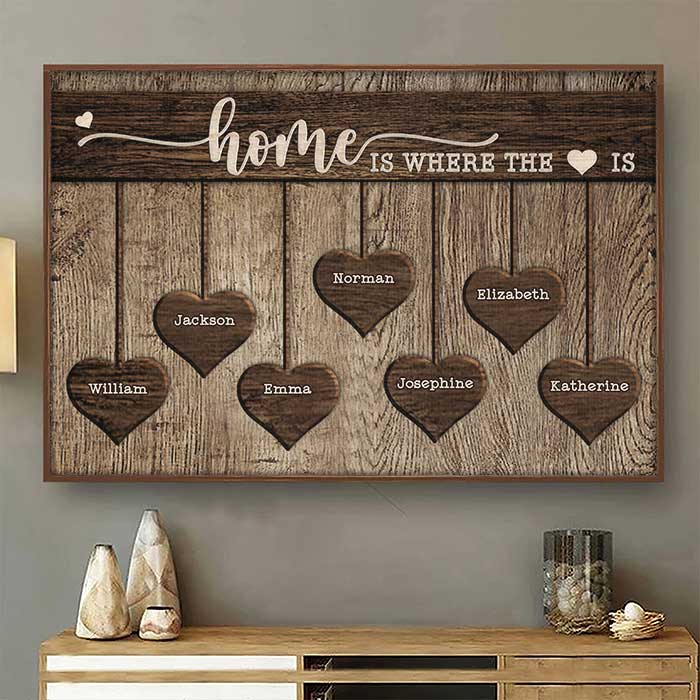 Home Is Where The Heart Is - Personalized Horizontal Poster - Gift For Couples. Husband Wife