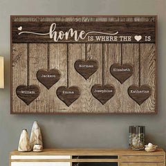 Home Is Where The Heart Is - Personalized Horizontal Poster - Gift For Couples. Husband Wife