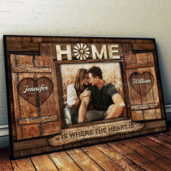 Home Is Where The Heart Is - Upload Image. Gift For Couples. Husband Wife - Personalized Horizontal Poster