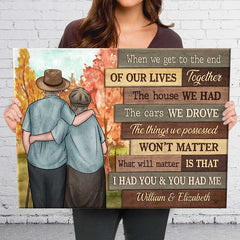 At The End Of Our Lives - Personalized Horizontal Canvas - Gift For Couples. Husband Wife