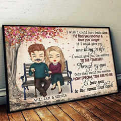 I Love You To The Moon And Back - Gift For Couples. Personalized Horizontal Poster