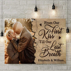 From Our First Kiss - Personalized Horizontal Canvas - Upload Image. Gift For Couples. Husband Wife