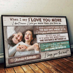 I Love You More Than Anything - Upload Image. Gift For Couples - Personalized Horizontal Poster
