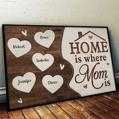 Home Is Where Mom Is - Gift For Mom. Grandma - Personalized Horizontal Poster