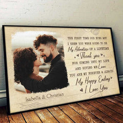You Are My Happy Ending - Upload Image. Gift For Couples - Personalized Horizontal Poster