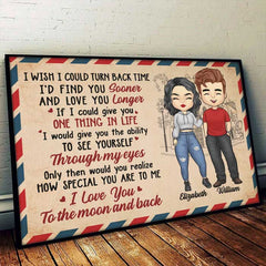 I Love You To The Moon And Back - Gift For Couples. Personalized Horizontal Poster