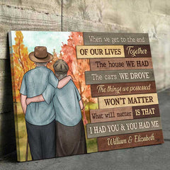 At The End Of Our Lives - Personalized Horizontal Canvas - Gift For Couples. Husband Wife