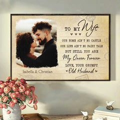 You're My Queen Forever - Upload Image. Gift For Couples - Personalized Horizontal Poster