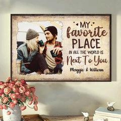 My Favorite Thing Is Staying Next To You - Upload Image. Gift For Couples - Personalized Horizontal Poster