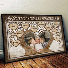 Home Is Where Grandma Is - Upload Image. Gift For Mom. Grandma - Personalized Horizontal Poster