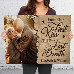 From Our First Kiss - Personalized Horizontal Canvas - Upload Image. Gift For Couples. Husband Wife