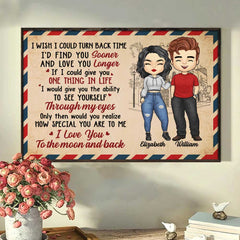 I Love You To The Moon And Back - Gift For Couples. Personalized Horizontal Poster