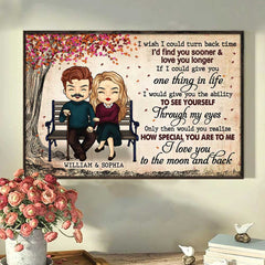 I Love You To The Moon And Back - Gift For Couples. Personalized Horizontal Poster