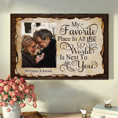 My Favorite Thing Is Staying Next To You - Upload Image. Gift For Couples. Husband Wife - Personalized Horizontal Poster
