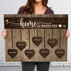 Home Is Where The Heart Is - Personalized Horizontal Canvas - Gift For Couples. Husband Wife