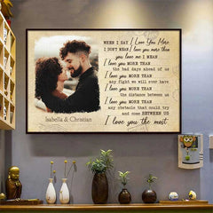 I Love You More Than The Distance Between Us - Upload Image. Gift For Couples - Personalized Horizontal Poster