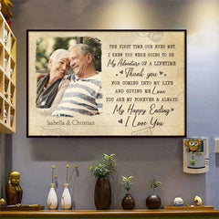 You Are My Happy Ending - Upload Image. Gift For Couples - Personalized Horizontal Poster