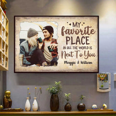 My Favorite Thing Is Staying Next To You - Upload Image. Gift For Couples - Personalized Horizontal Poster
