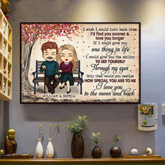 I Love You To The Moon And Back - Gift For Couples. Personalized Horizontal Poster