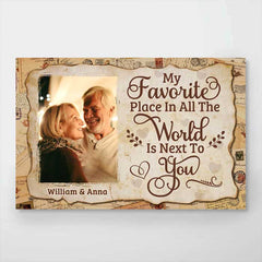 My All-time Favorite Place Is Next To You - Upload Image. Gift For Couples - Personalized Horizontal Poster