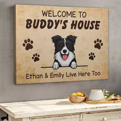 Welcome To The Dogs Home My Humans Live Here Too - Personalized Horizontal Canvas