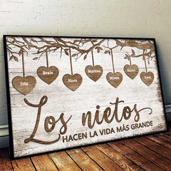 Los Nietos Hacen La Vida Más Grande - Personalized Horizontal Poster Spanish