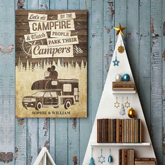 Sit By The Campfire & Watch People Park Their Campers - Gift For Couples. Husband Wife. Personalized Vertical Poster