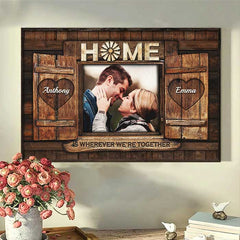Home Is Wherever We Are Together - Upload Image. Gift For Couples. Husband Wife - Personalized Horizontal Poster