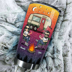 Husband & Wife Camping Partners For Life - Gift For Camping Couples. Personalized Tumbler