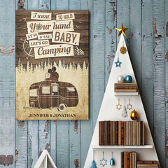 I Wanna Hold Your Hand At 80 & Say Baby Let's Go Camping - Gift For Couples. Husband Wife. Personalized Vertical Poster