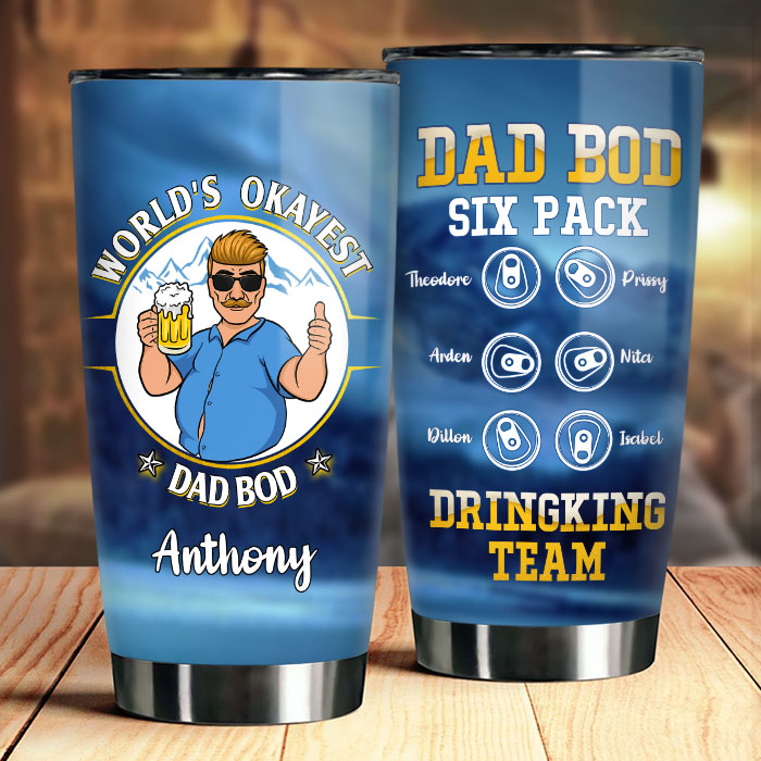 Dad Bod Six Pack. Drinking Team - Gift For Dad - Personalized Tumbler