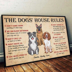 The Dog's Funny House Rules - Gift For Dog Lovers. Personalized Horizontal Poster
