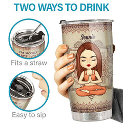 I'm Mostly Peace Love & Light - Personalized Tumbler - Gift For Yoga Lovers