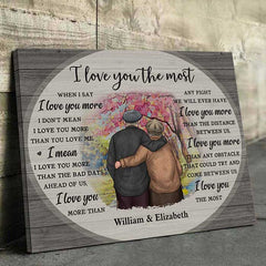 I Love You The Most - Personalized Horizontal Canvas - Gift For Couples. Husband Wife