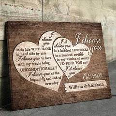 I'd Find You & I'd Choose You - Personalized Horizontal Canvas - Gift For Couples. Husband Wife