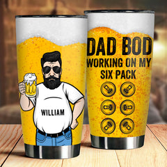 Dad Bod Working On My Six Pack - Gift For Dad. Grandpa - Personalized Tumbler