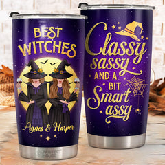 Best Witches - Classy Sassy And A Bit Smart Assy - Personalized Tumbler - Gift For Bestie. Best Friend. Sister. Birthday Gift For Bestie And Friend. Halloween Gift