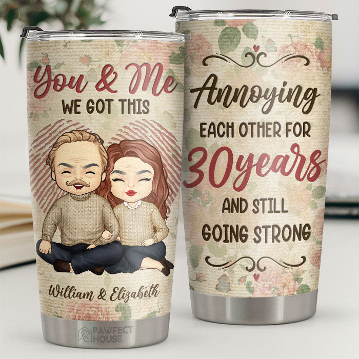 Happily Annoying Each Other & Still Going Strong - Personalized Tumbler - Gift For Couple. Husband Wife. Anniversary. Engagement. Wedding. Marriage Gift
