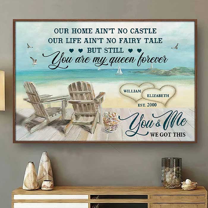 Our Home Ain't No Castle - Personalized Horizontal Poster - Gift For Couples. Husband Wife