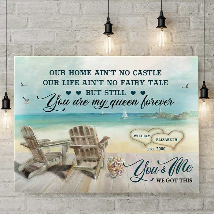 Our Life Ain't No Fairy Tale - Personalized Horizontal Canvas - Gift For Couples. Husband Wife