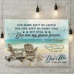 Our Life Ain't No Fairy Tale - Personalized Horizontal Canvas - Gift For Couples. Husband Wife