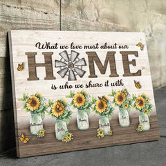 What We Love Most About Our Home - Personalized Horizontal Canvas - Gift For Couples. Husband Wife